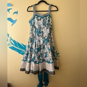 Teal and White Floral Salwaar